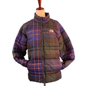 EUC! The North Face 550 Down Fill Puffer Jacket Coat Plaid Teen XL 14/16 Unisex